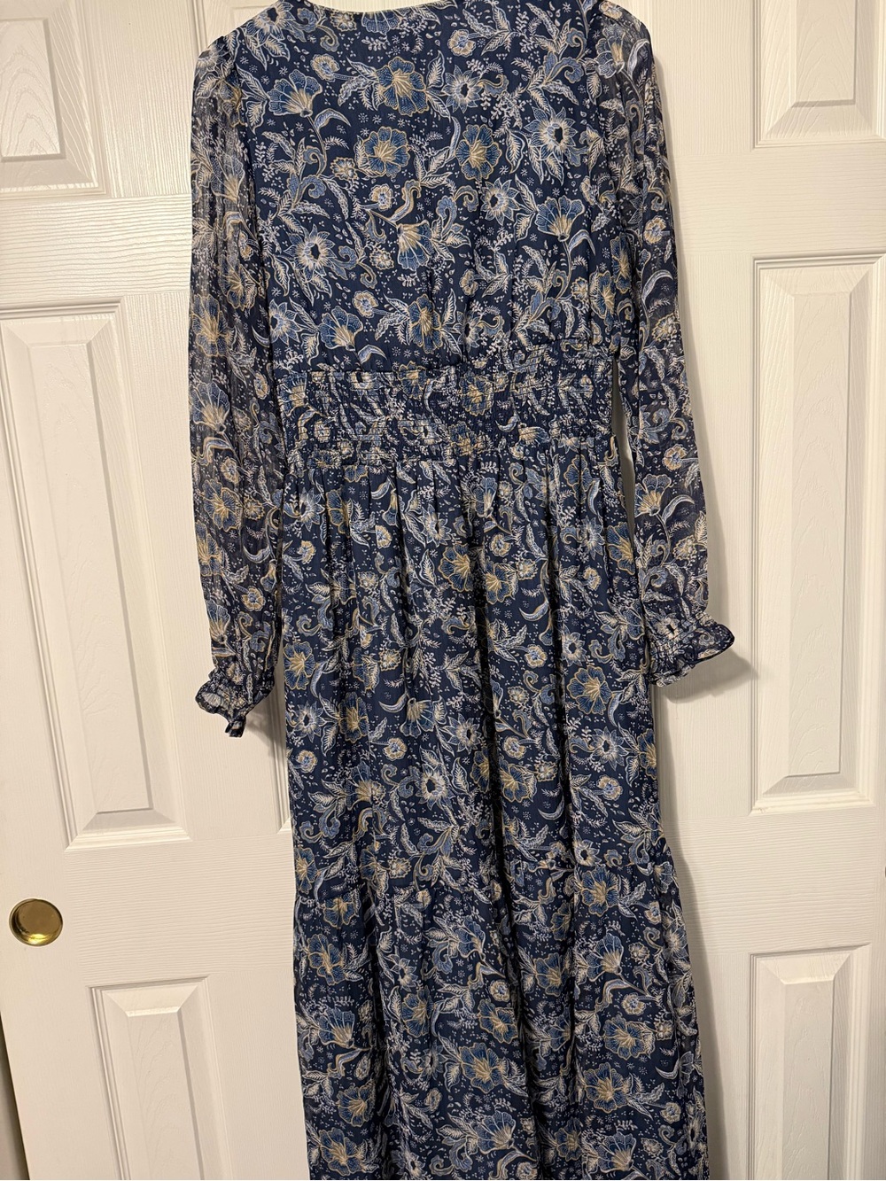 Patrons of Peace Navy and Cream Floral Smocked Waist Kids Dress - Picture 2 of 6